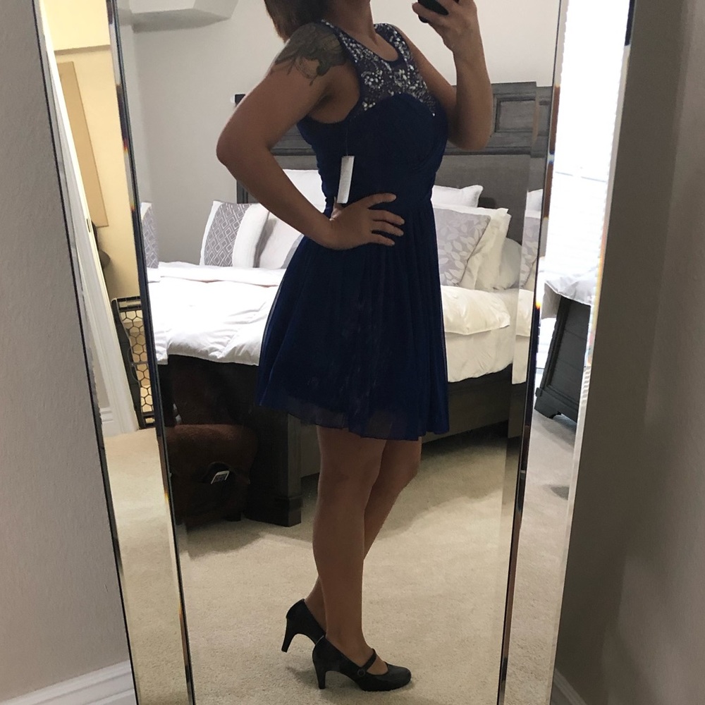 Blue Rhinestone mini dress
